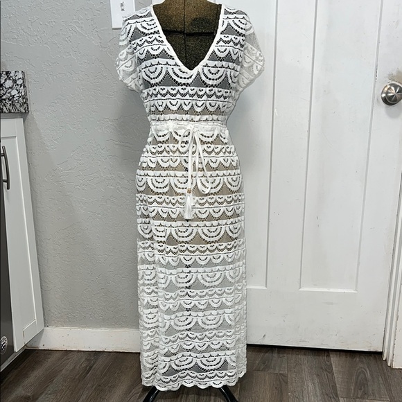 SPIAGGIA DOLCE LACE BATHING SUIT COVER - UP MAXI DRESS SMALL - Picture 1 of 16